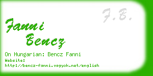fanni bencz business card